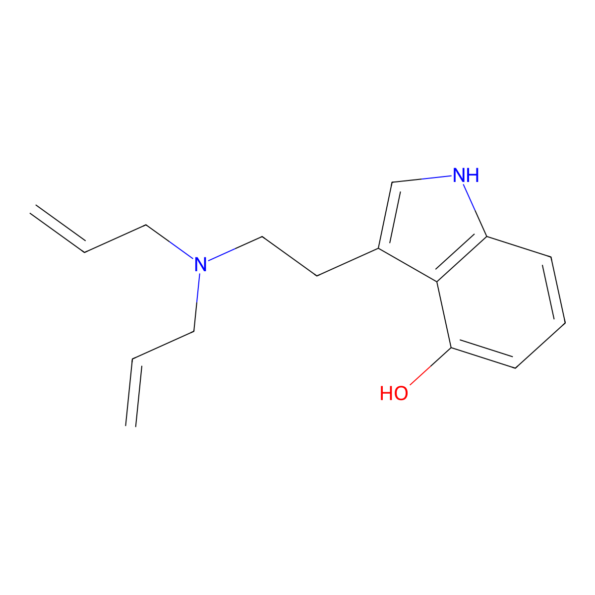 N,N-Diallyl-4-hydroxytryptamine molecular structure, CAS 2173386-70-2