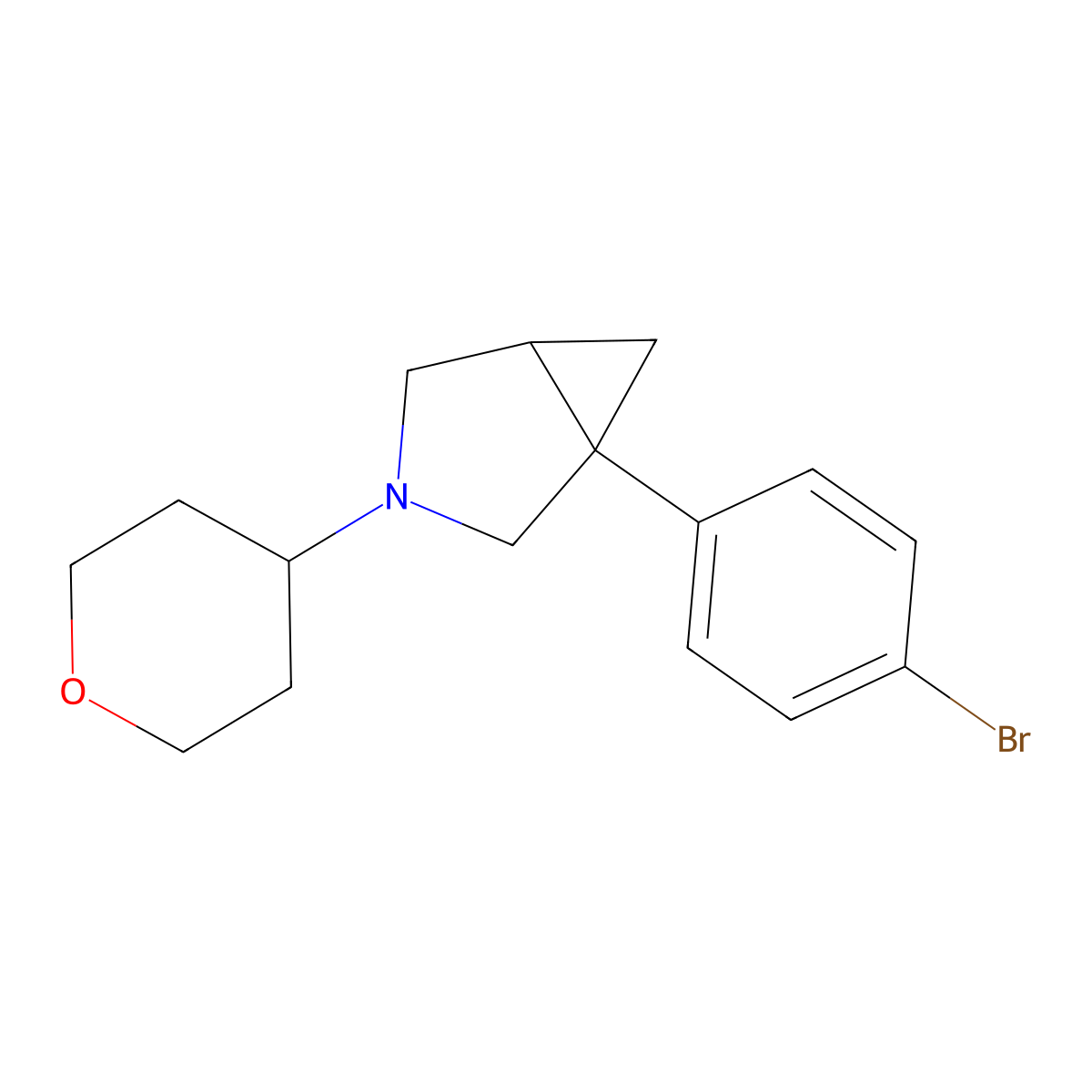 (1R,5S)-1-(4-Bromophenyl)-3-(tetrahydro-2H-pyran-4-YL)-3-azabicyclo[3.1.0]hexane molecular structure, CAS 2173391-43-8