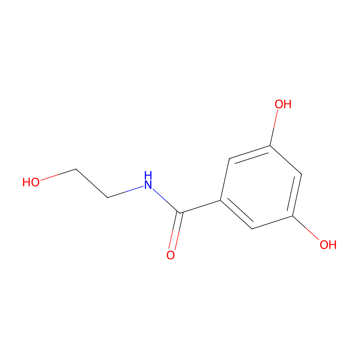 Benzamide, 3,5-dihydroxy-N-(2-hydroxyethyl)- molecular structure, CAS 21734-43-0