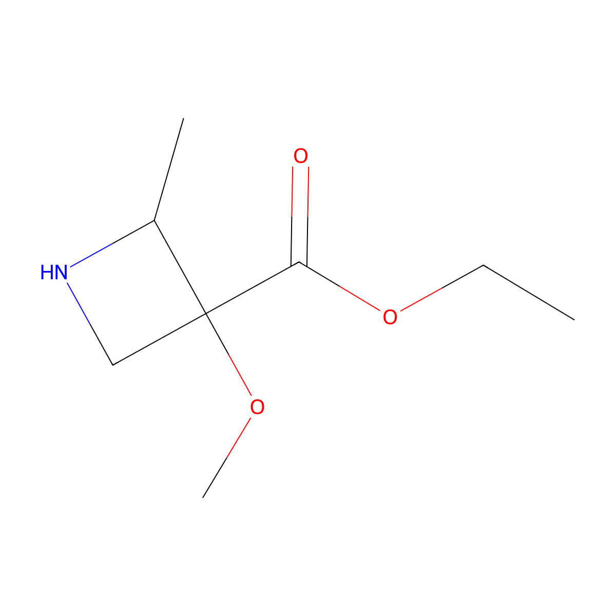 Ethyl 3-methoxy-2-methylazetidine-3-carboxylate molecular structure, CAS 2173413-24-4