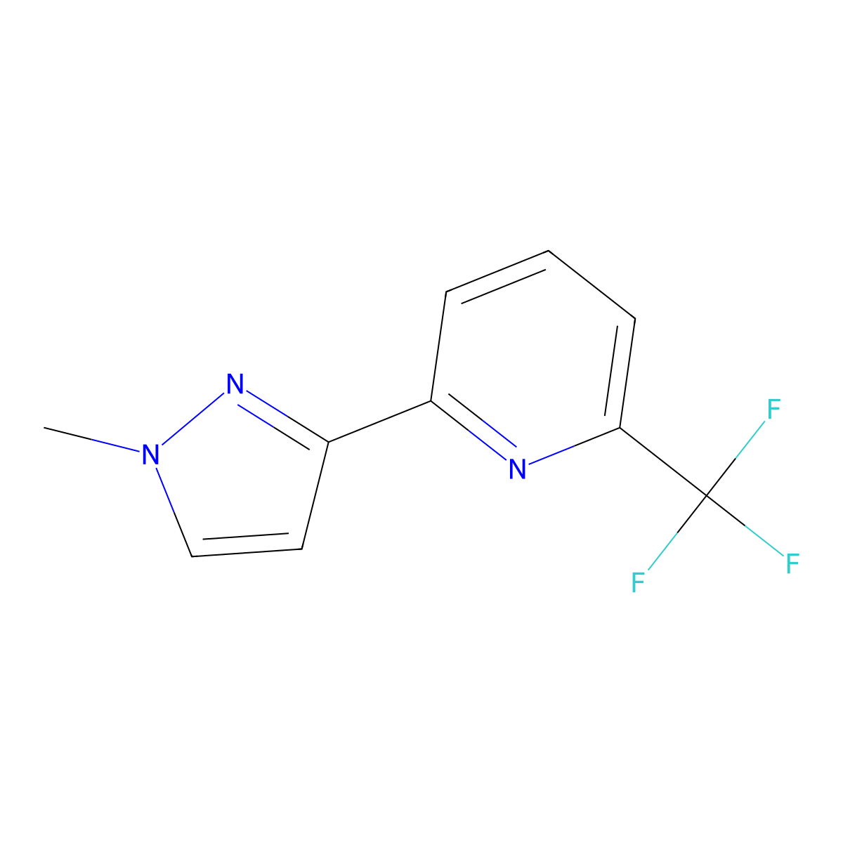 2-(1-Methyl-1H-pyrazol-3-yl)-6-(trifluoromethyl)pyridine molecular structure, CAS 2173534-78-4