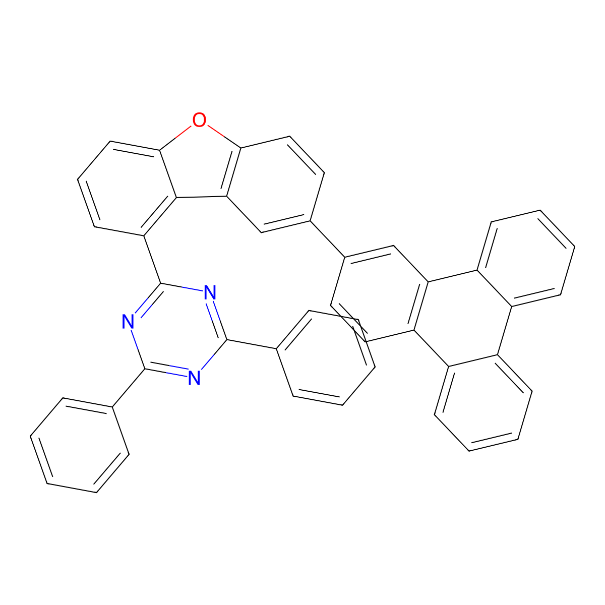 2,4-Diphenyl-6-[8-(triphenylen-2-YL)dibenzo[B,D]furan-1-YL]-1,3,5-triazine molecular structure, CAS 2173542-23-7