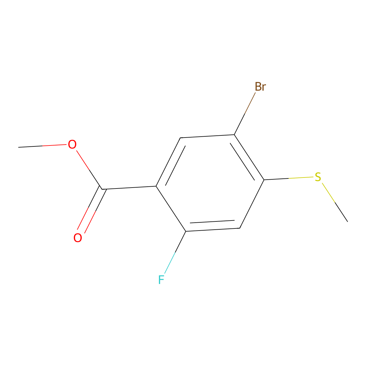Benzoic acid, 5-bromo-2-fluoro-4-(methylthio)-, methyl ester molecular structure, CAS 2173566-32-8