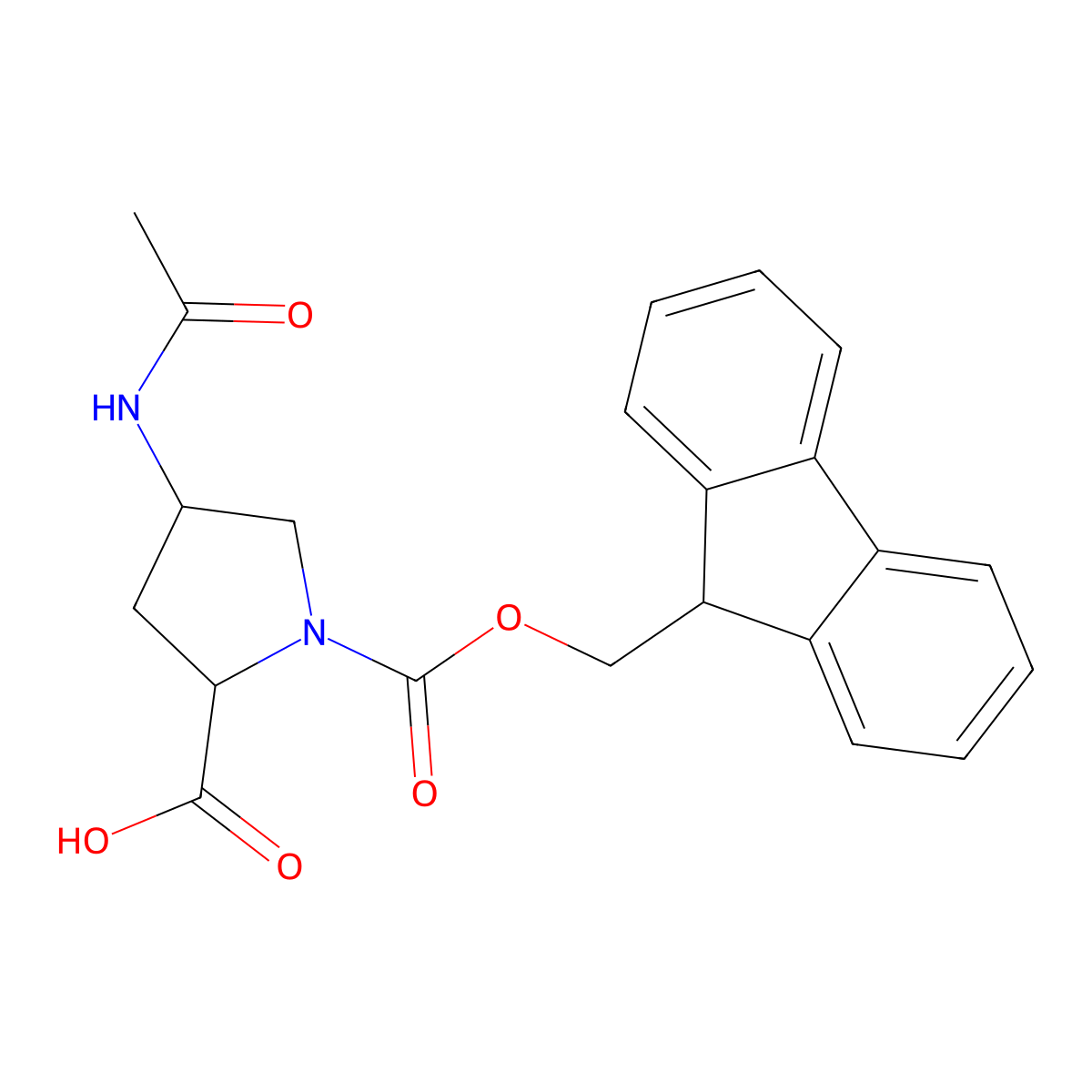 (4R)-4-(Acetyl-amino)-1-Fmoc-L-proline molecular structure, CAS 2173568-34-6