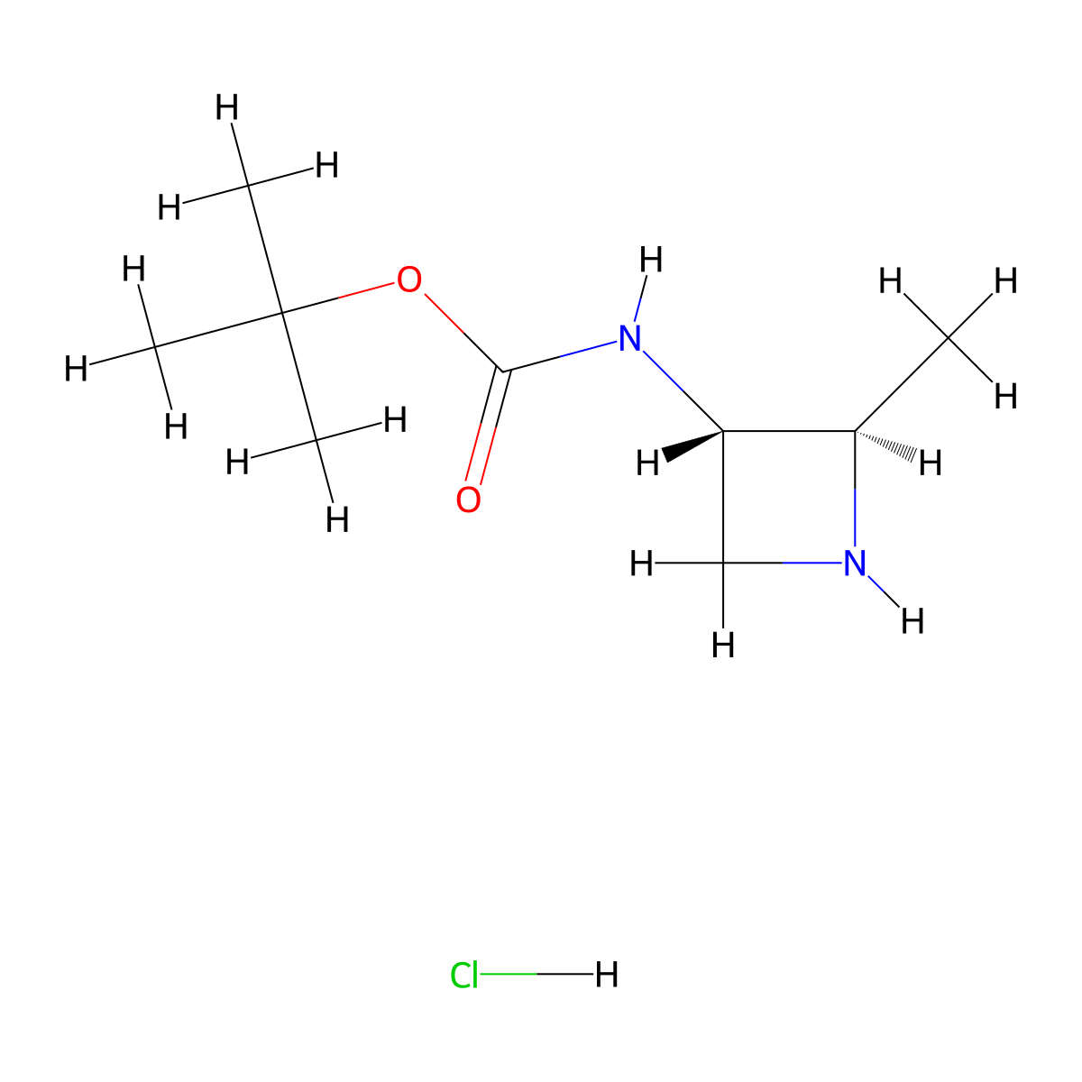 tert-butyl N-[trans-2-methylazetidin-3-yl]carbamate hydrochloride molecular structure, CAS 2173637-08-4