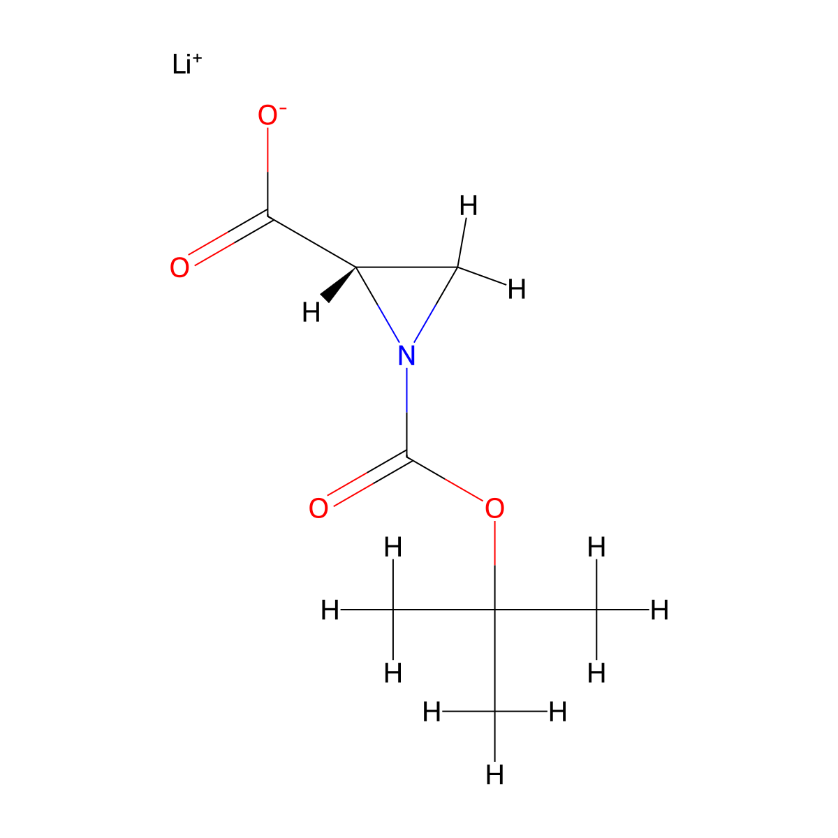 Lithium (S)-1-(tert-butoxycarbonyl)aziridine-2-carboxylate molecular structure, CAS 2173637-20-0