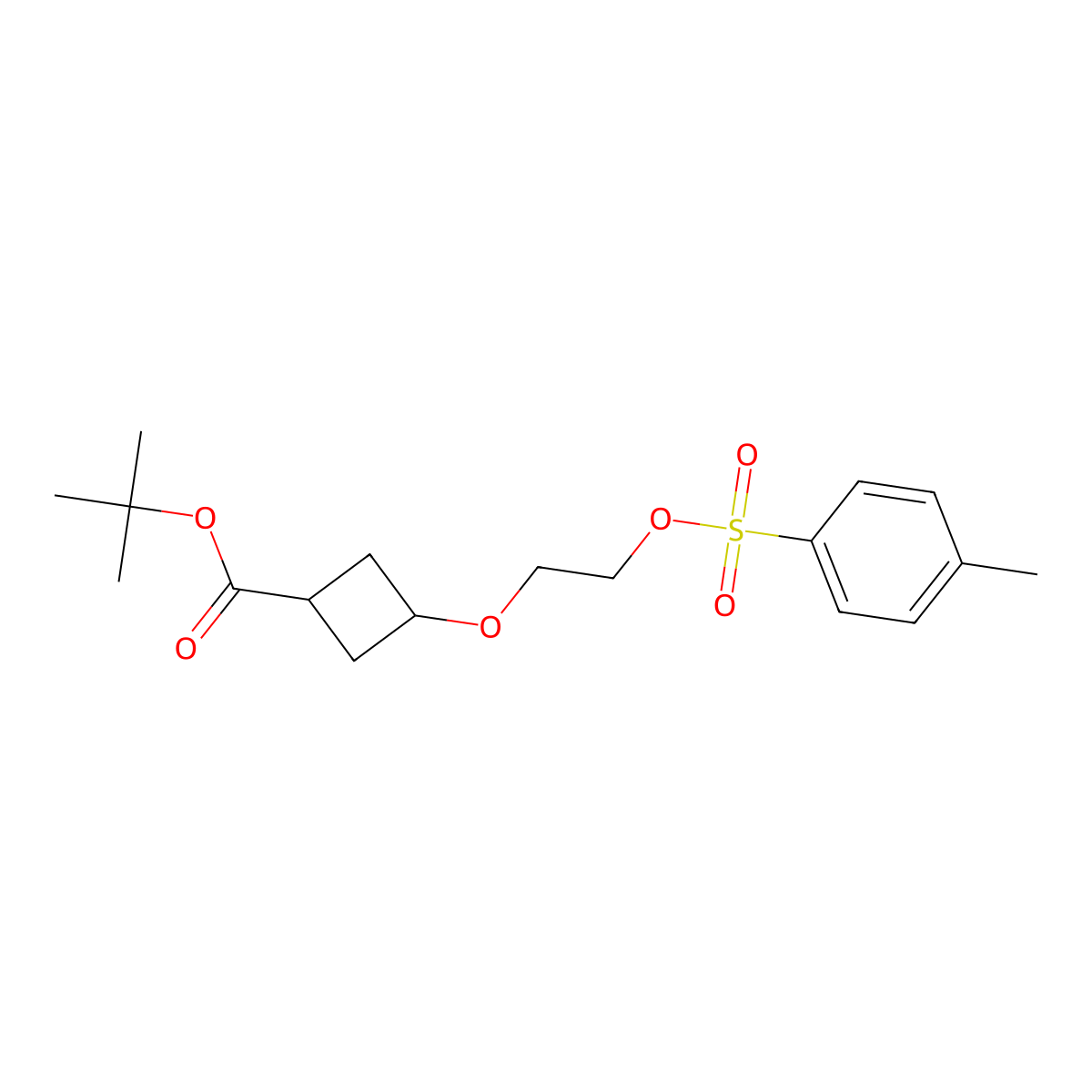 Tert-butyl cis-3-{2-[(4-methylbenzenesulfonyl)oxy]ethoxy}cyclobutane-1-carboxylate molecular structure, CAS 2173637-23-3