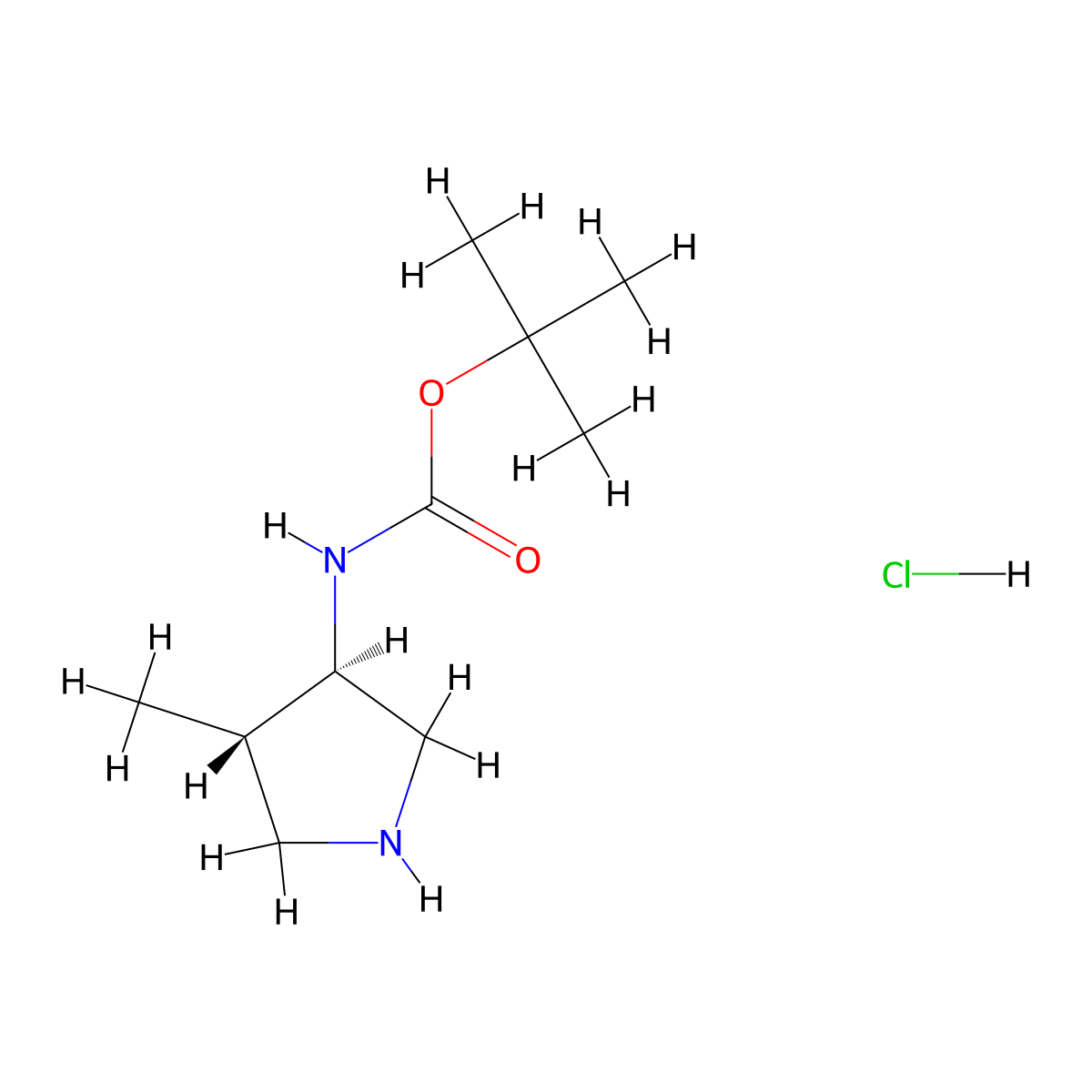 tert-Butyl (3R,4S)-4-methylpyrrolidin-3-ylcarbamate hydrochloride molecular structure, CAS 2173637-27-7