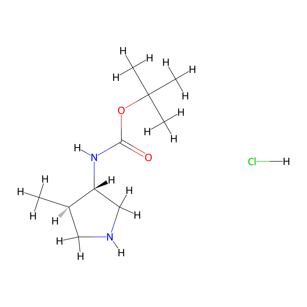 tert-Butyl (3S,4R)-4-methylpyrrolidin-3-ylcarbamate hydrochloride molecular structure, CAS 2173637-29-9