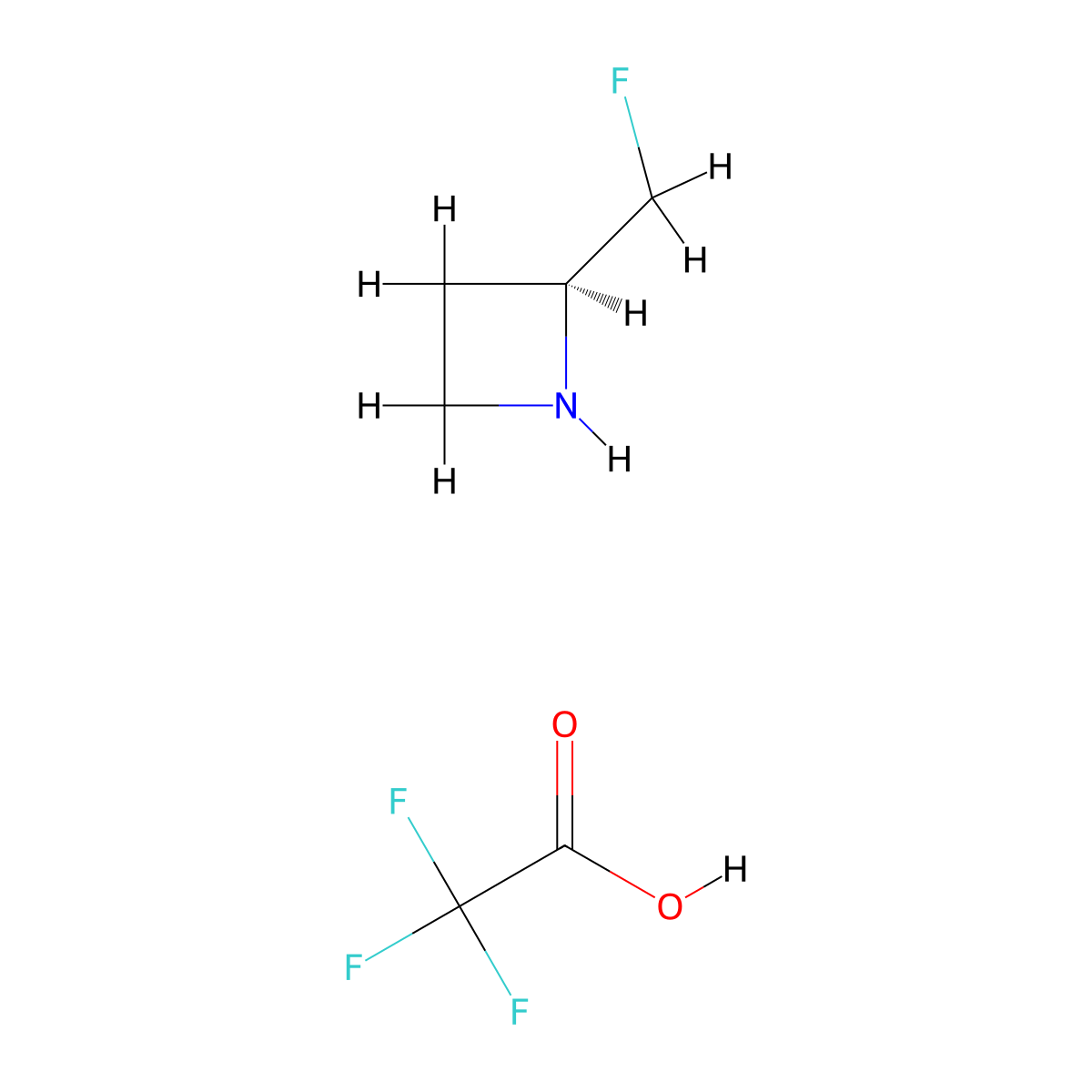 (2S)-2-(fluoromethyl)azetidine; trifluoroacetic acid molecular structure, CAS 2173637-40-4