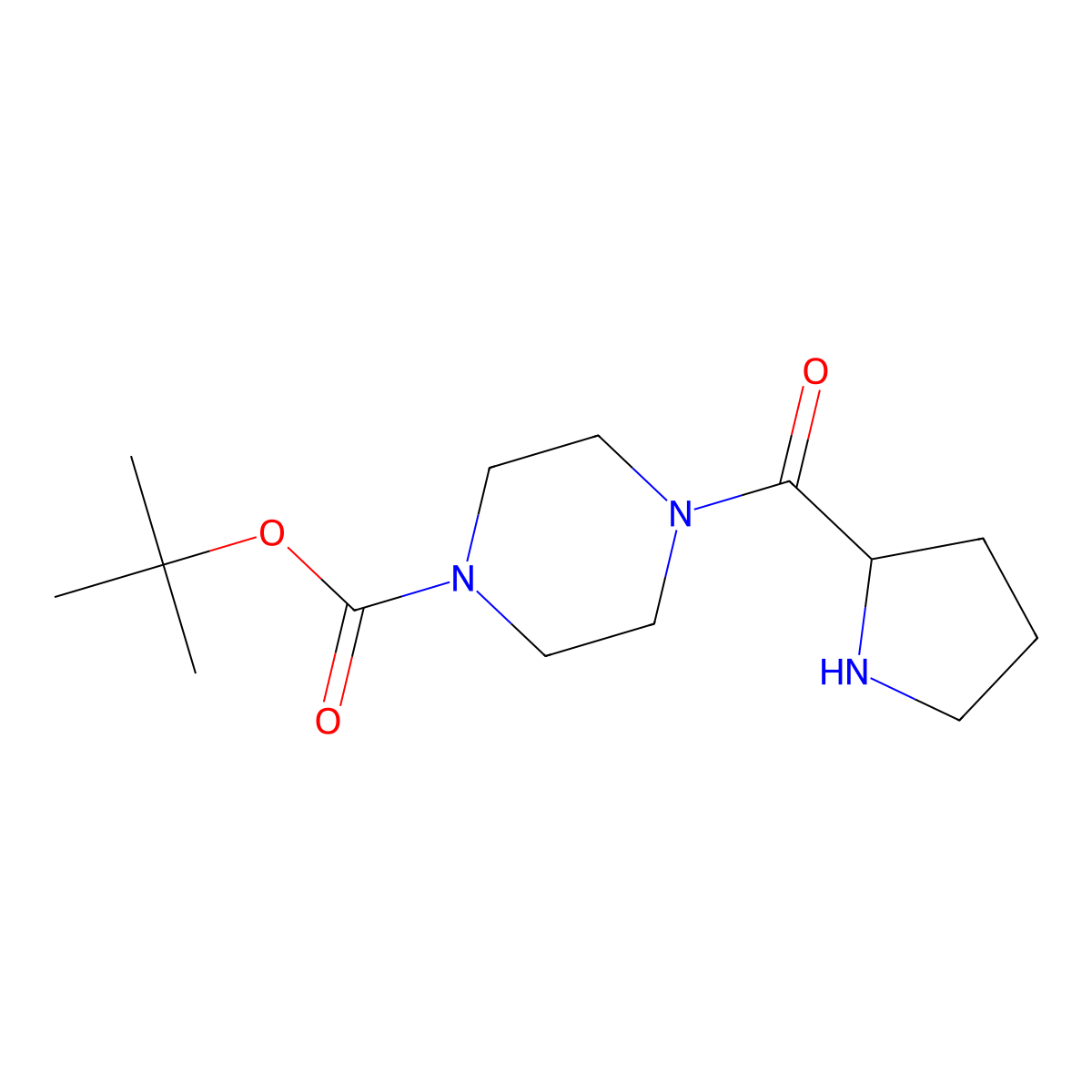 Tert-butyl 4-[(2R)-pyrrolidine-2-carbonyl]piperazine-1-carboxylate molecular structure, CAS 2173637-52-8