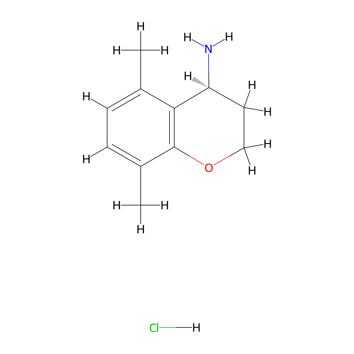 (4S)-5,8-dimethyl-3,4-dihydro-2H-1-benzopyran-4-amine hydrochloride molecular structure, CAS 2173637-54-0