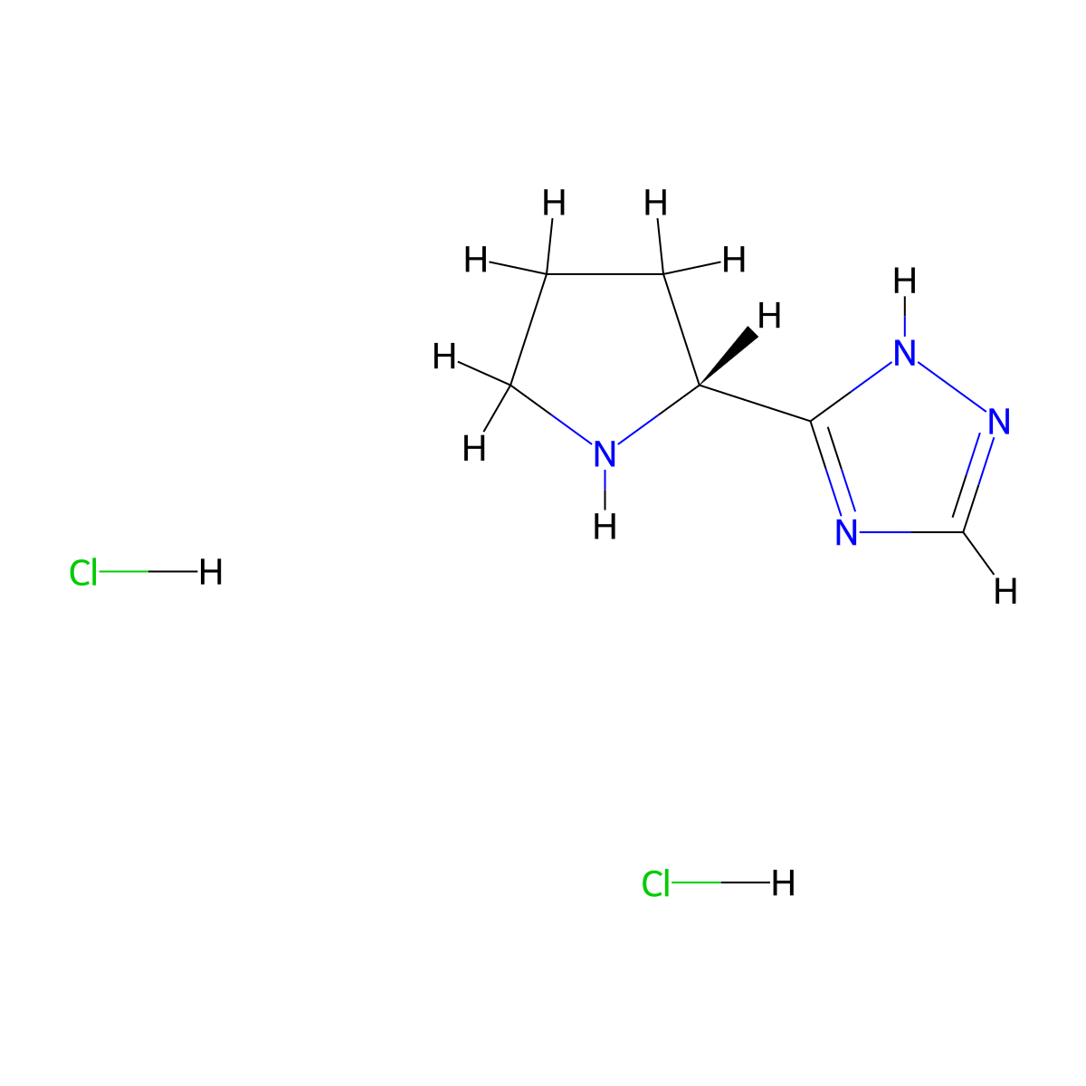 3-[(2R)-pyrrolidin-2-yl]-1H-1,2,4-triazole dihydrochloride molecular structure, CAS 2173637-55-1