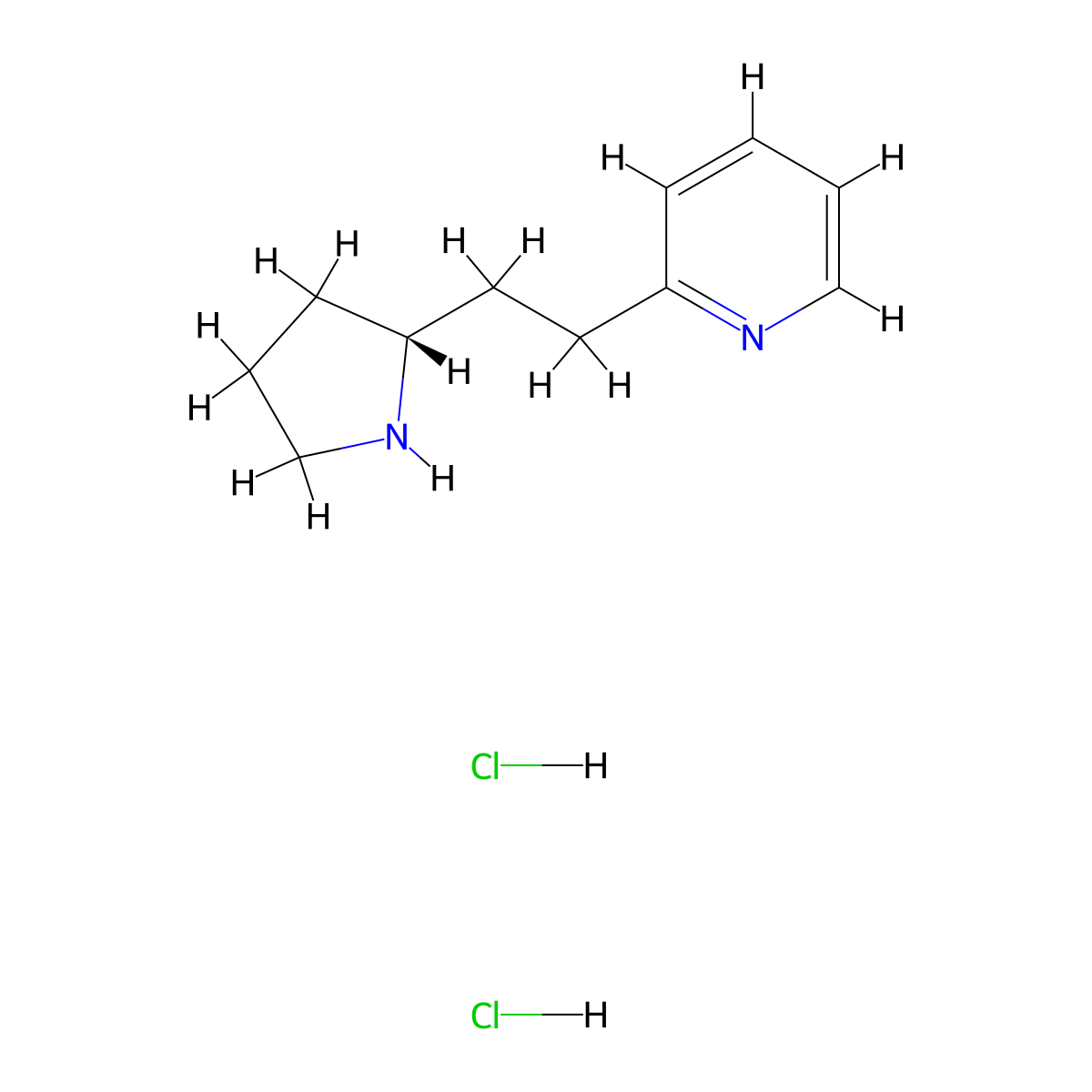 2-{2-[(2R)-pyrrolidin-2-yl]ethyl}pyridine dihydrochloride molecular structure, CAS 2173637-57-3