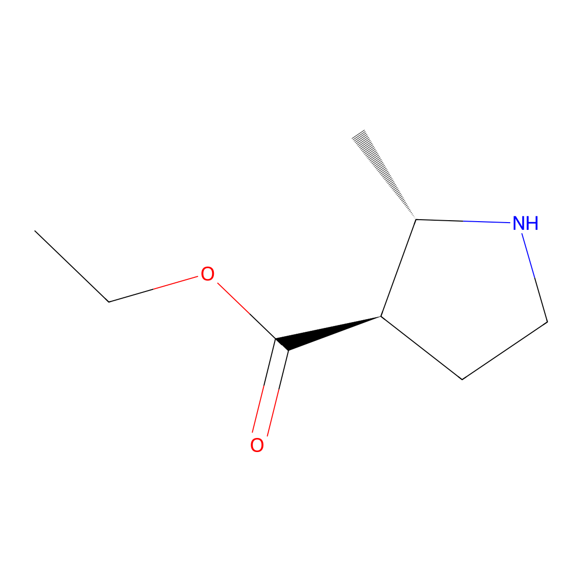 Ethyl (2S,3R)-2-methylpyrrolidine-3-carboxylate molecular structure, CAS 2173637-58-4