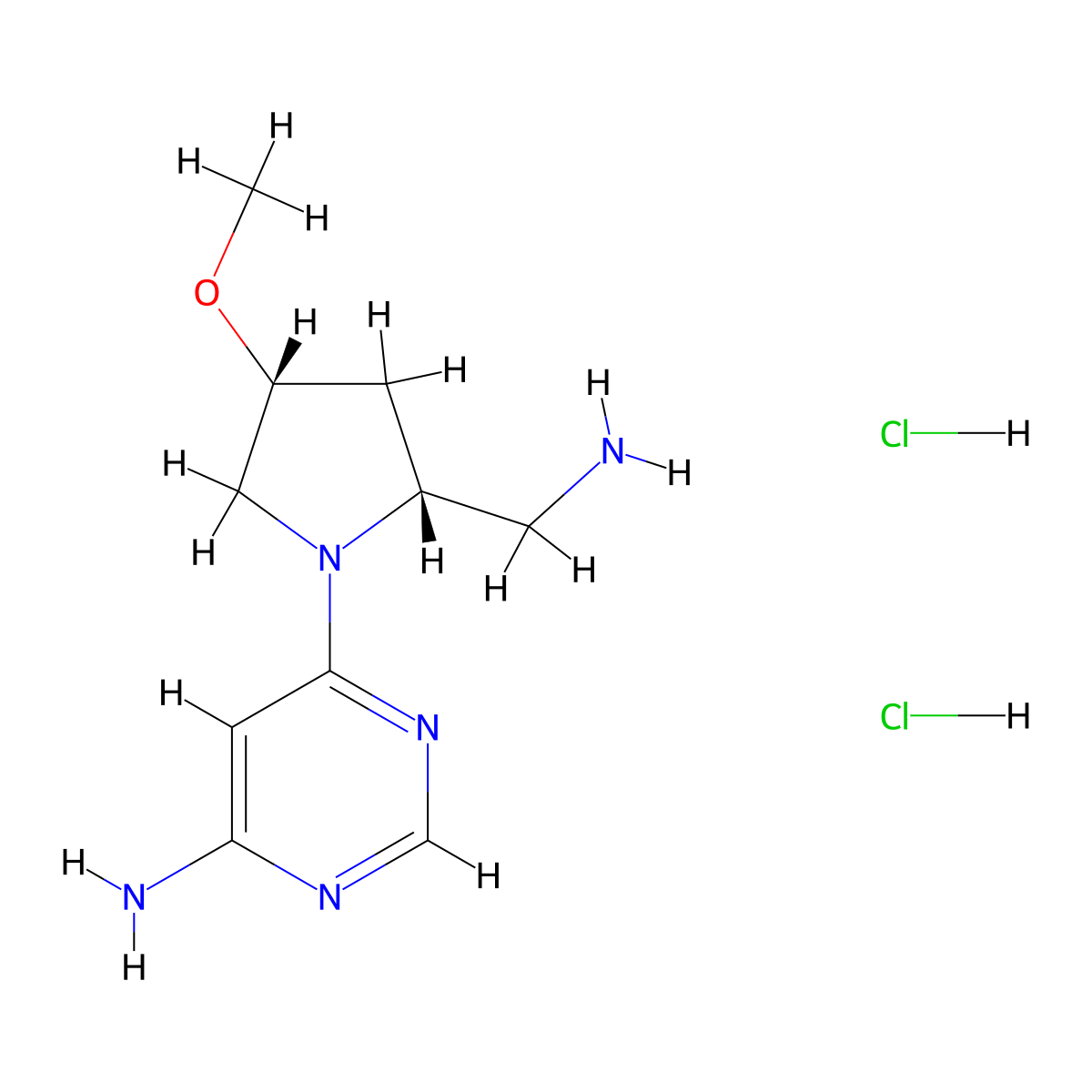 6-[(2R,4R)-2-(aminomethyl)-4-methoxypyrrolidin-1-yl]pyrimidin-4-amine dihydrochloride molecular structure, CAS 2173637-59-5