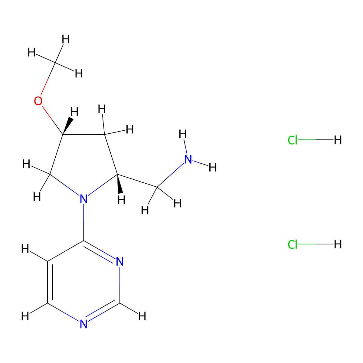 [(2R,4R)-4-methoxy-1-(pyrimidin-4-yl)pyrrolidin-2-yl]methanamine dihydrochloride molecular structure, CAS 2173637-60-8