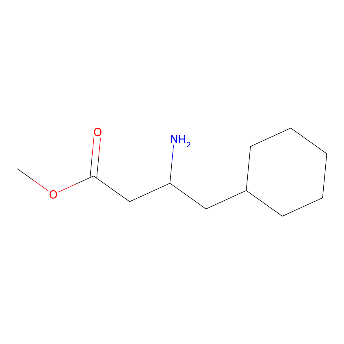methyl (3R)-3-amino-4-cyclohexylbutanoate molecular structure, CAS 2173637-61-9