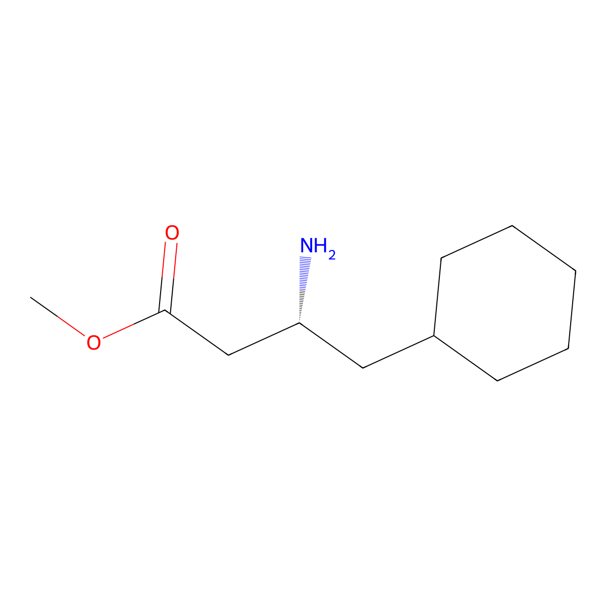 methyl (3R)-3-amino-4-cyclohexylbutanoate molecular structure, CAS 2173637-61-9