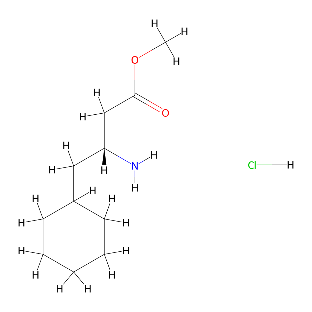 methyl (3R)-3-amino-4-cyclohexylbutanoate hydrochloride molecular structure, CAS 2173637-62-0