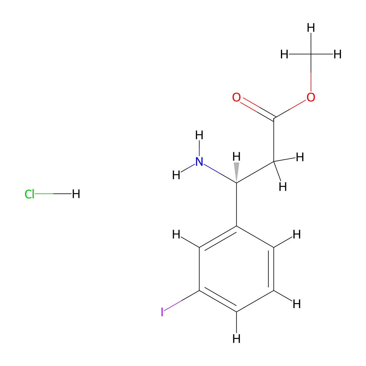 methyl (3S)-3-amino-3-(3-iodophenyl)propanoate hydrochloride molecular structure, CAS 2173637-63-1