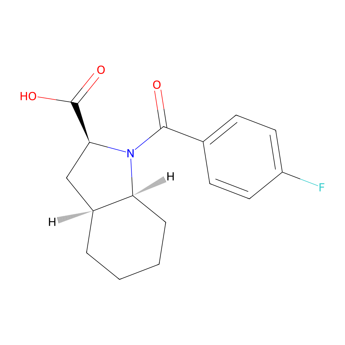 (2S,3aS,7aS)-1-(4-fluorobenzoyl)-octahydro-1H-indole-2-carboxylic acid molecular structure, CAS 2173637-65-3