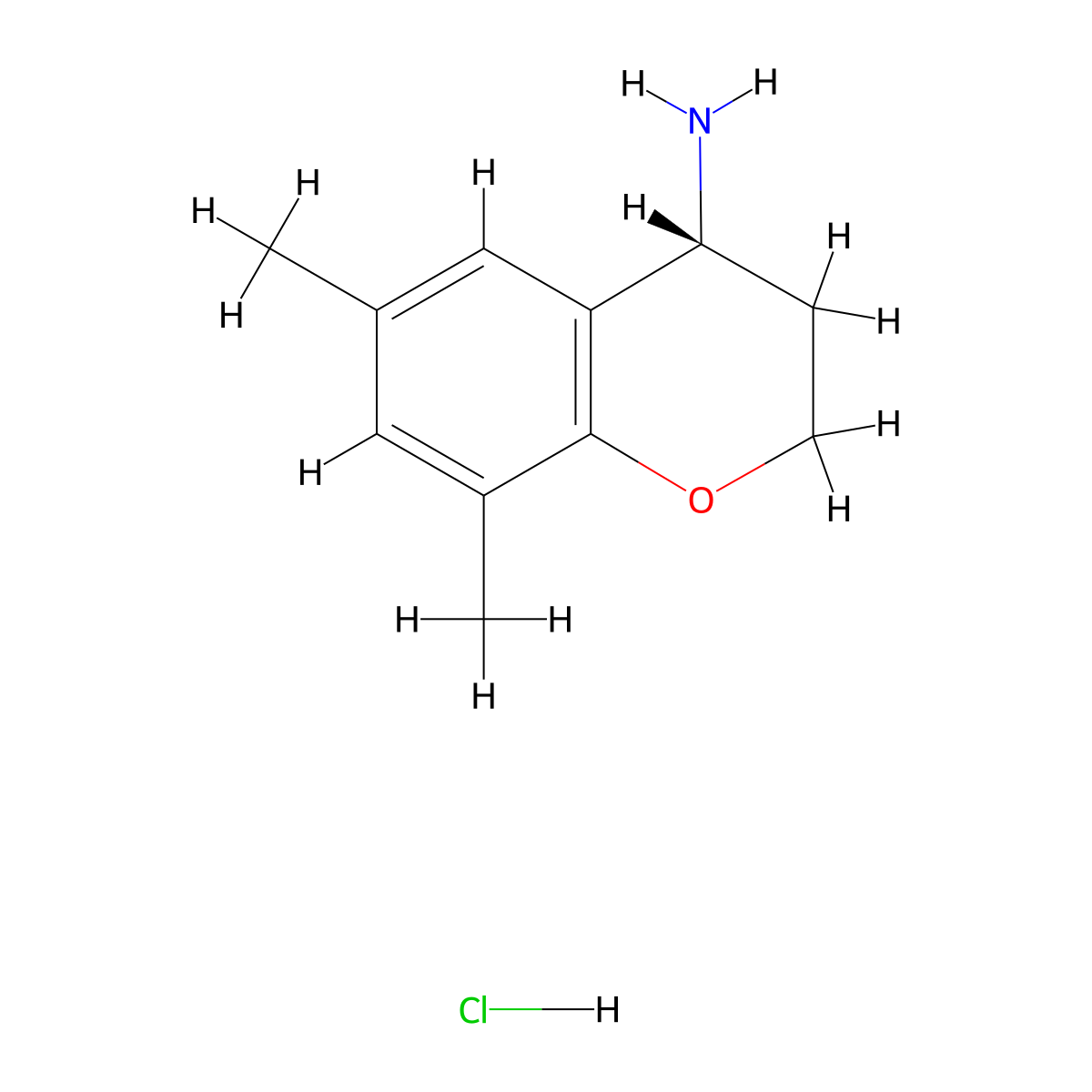 (4R)-6,8-dimethyl-3,4-dihydro-2H-1-benzopyran-4-amine hydrochloride molecular structure, CAS 2173637-70-0