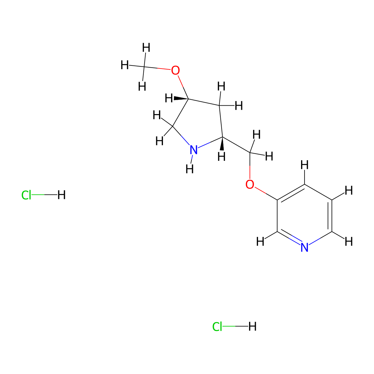 3-{[(2R,4R)-4-methoxypyrrolidin-2-yl]methoxy}pyridine dihydrochloride molecular structure, CAS 2173637-87-9