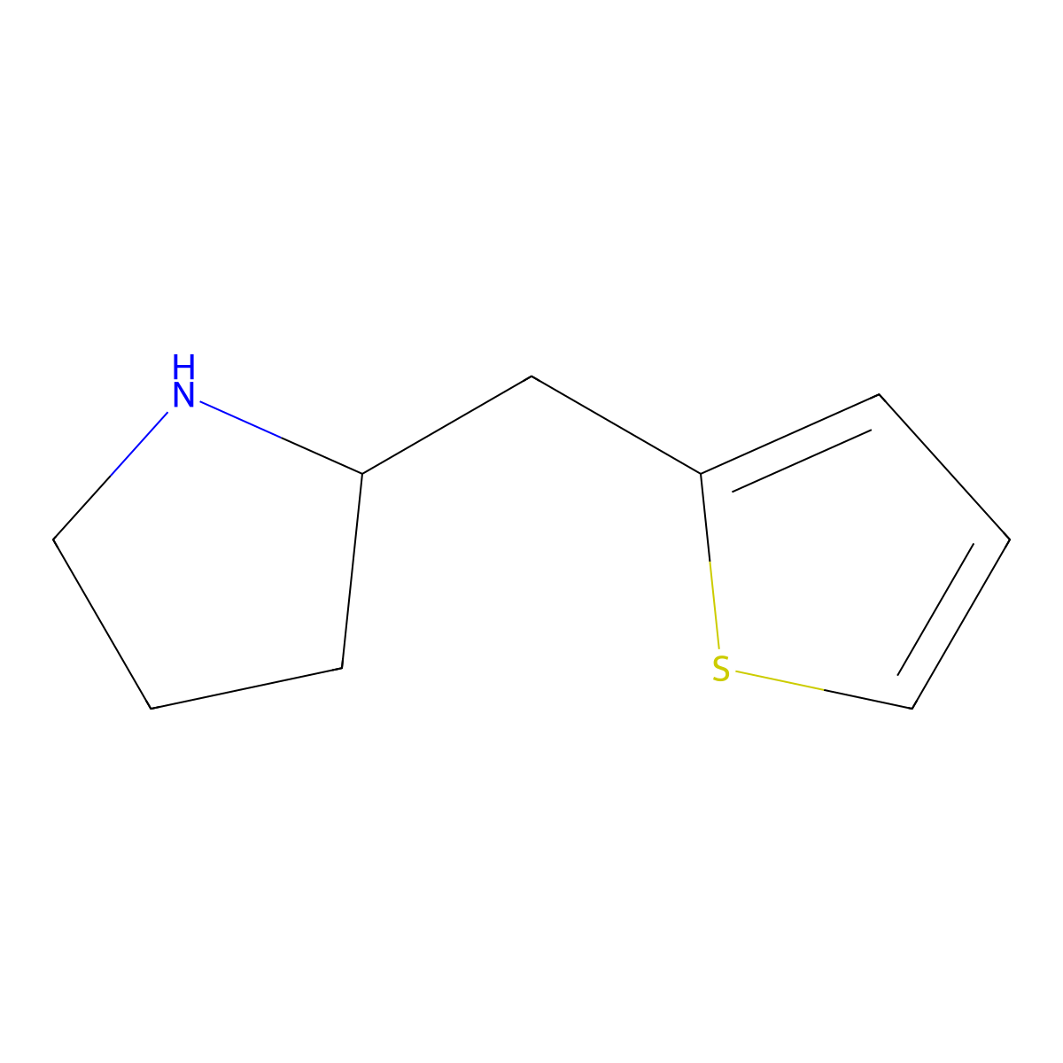 (2S)-2-(thiophen-2-ylmethyl)pyrrolidine molecular structure, CAS 2173637-88-0
