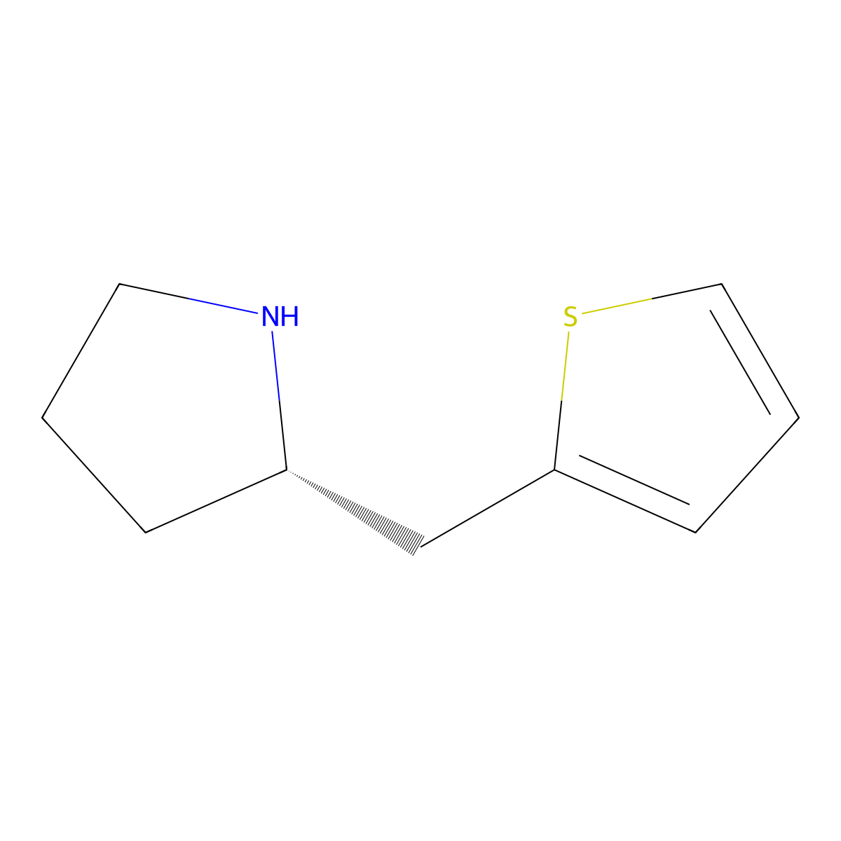 (2S)-2-(thiophen-2-ylmethyl)pyrrolidine molecular structure, CAS 2173637-88-0