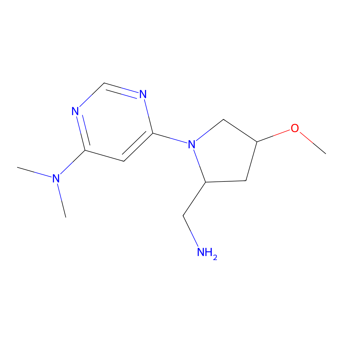 6-[(2R,4R)-2-(aminomethyl)-4-methoxypyrrolidin-1-yl]-N,N-dimethylpyrimidin-4-amine molecular structure, CAS 2173638-07-6