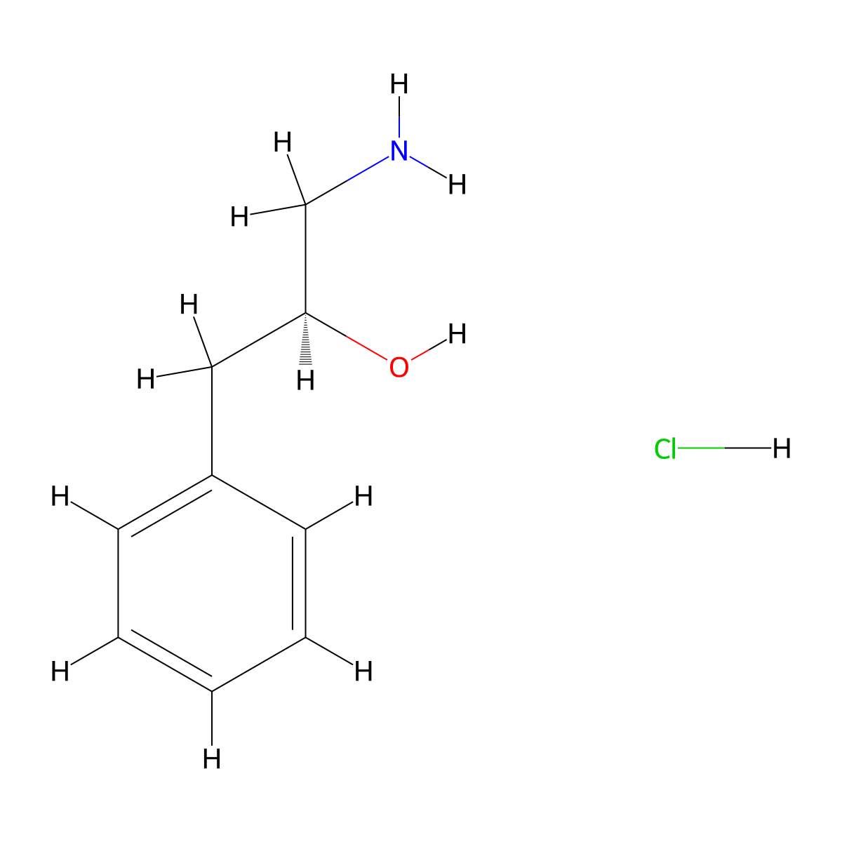 (2S)-1-amino-3-phenylpropan-2-ol hydrochloride molecular structure, CAS 2173638-16-7