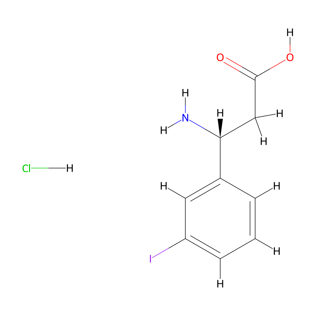 (3R)-3-amino-3-(3-iodophenyl)propanoic acid hydrochloride molecular structure, CAS 2173638-17-8