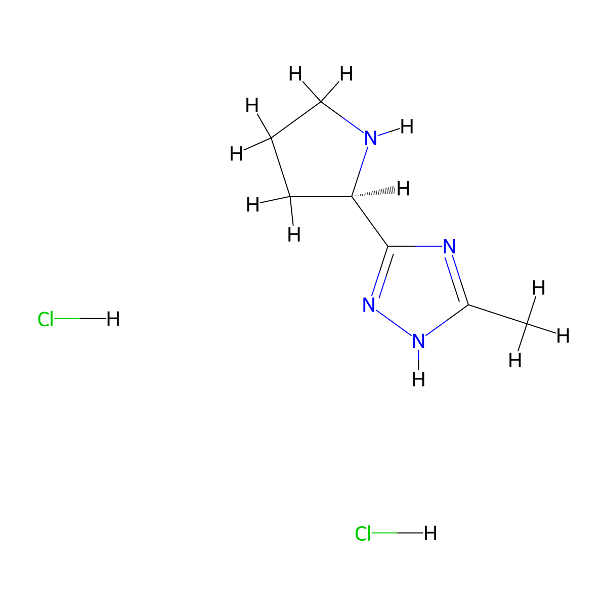5-Methyl-3-[(2r)-pyrrolidin-2-yl]-1h-1,2,4-triazole dihydrochloride molecular structure, CAS 2173638-18-9