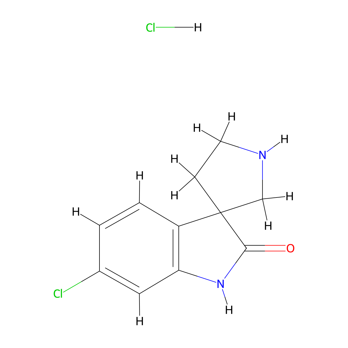 6-Chloro-1,2-dihydrospiro[indole-3,3'-pyrrolidin]-2-one hydrochloride molecular structure, CAS 2173991-58-5