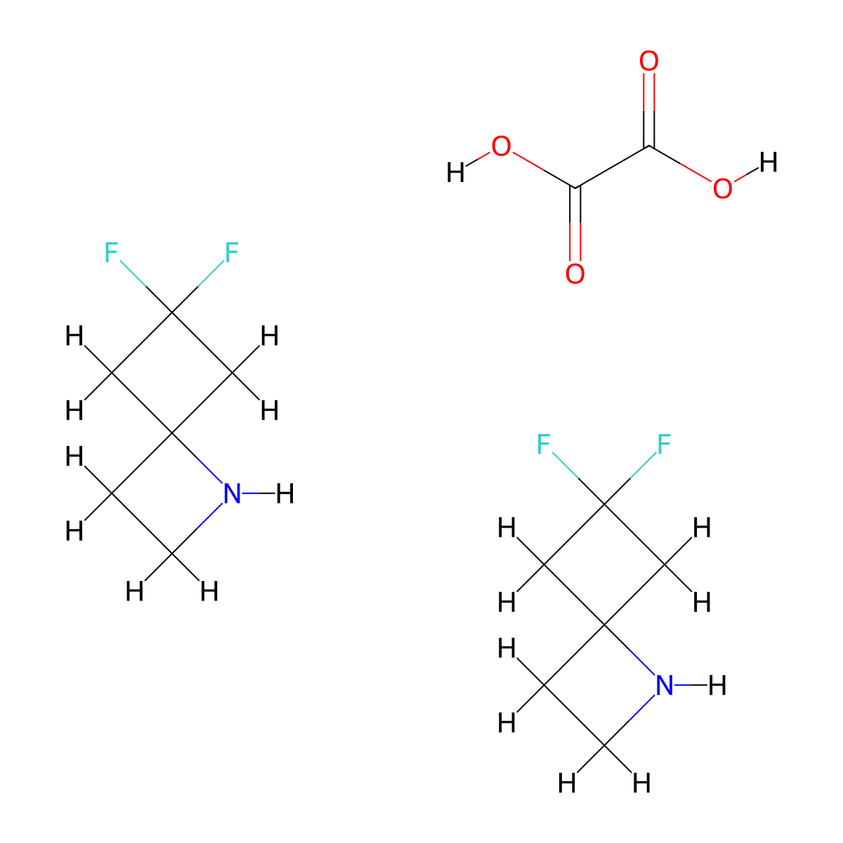 6,6-Difluoro-1-azaspiro[3.3]heptane hemioxalate molecular structure, CAS 2173991-59-6