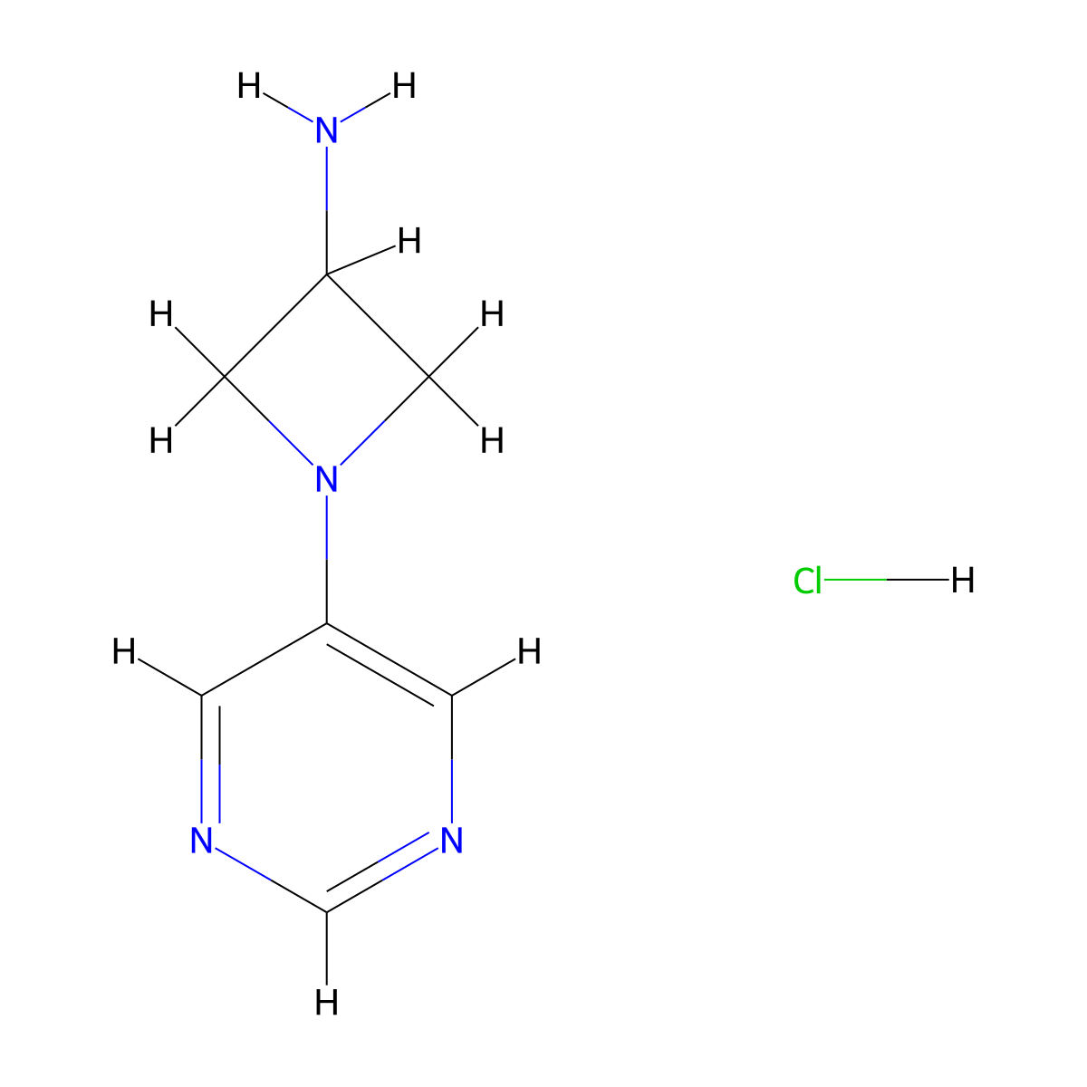 1-(Pyrimidin-5-yl)azetidin-3-amine hydrochloride molecular structure, CAS 2173991-64-3