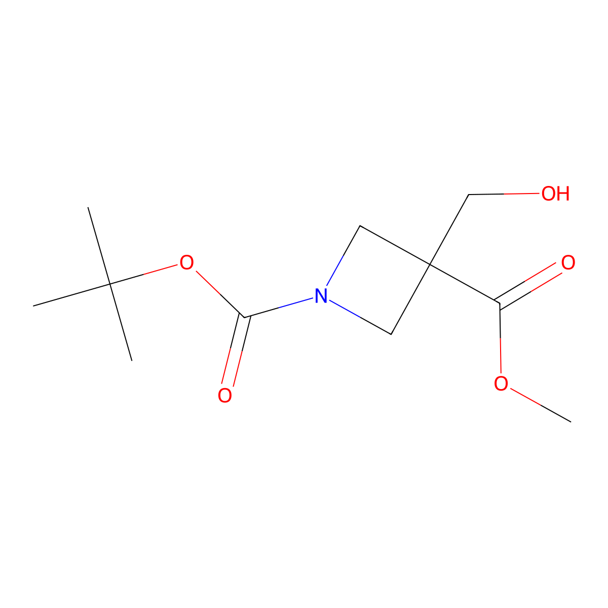 1-Tert-butyl 3-methyl 3-(hydroxymethyl)azetidine-1,3-dicarboxylate molecular structure, CAS 2173991-68-7
