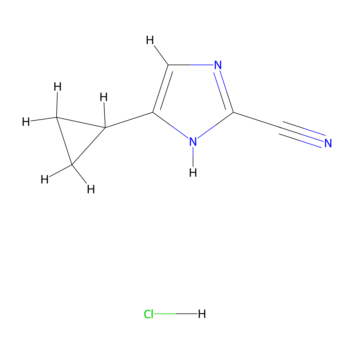 4-cyclopropyl-1H-imidazole-2-carbonitrile hydrochloride molecular structure, CAS 2173991-69-8