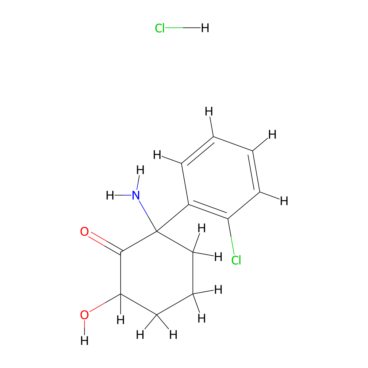 Hydroxynorketamine hydrochloride molecular structure, CAS 2173991-73-4