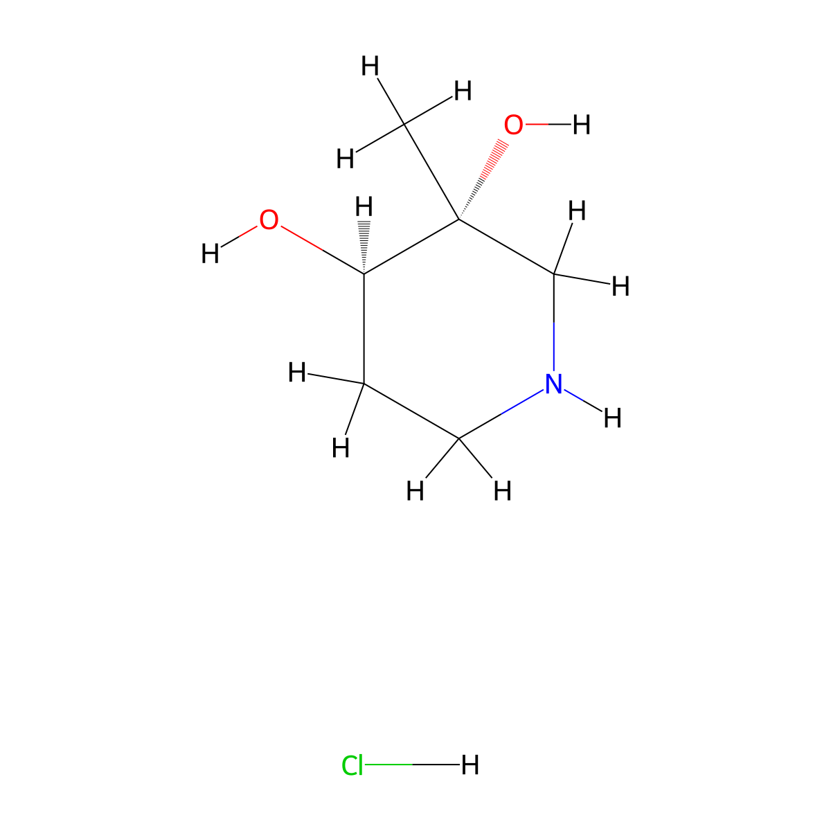 trans-3-Methylpiperidine-3,4-diol;hydrochloride molecular structure, CAS 2173991-76-7