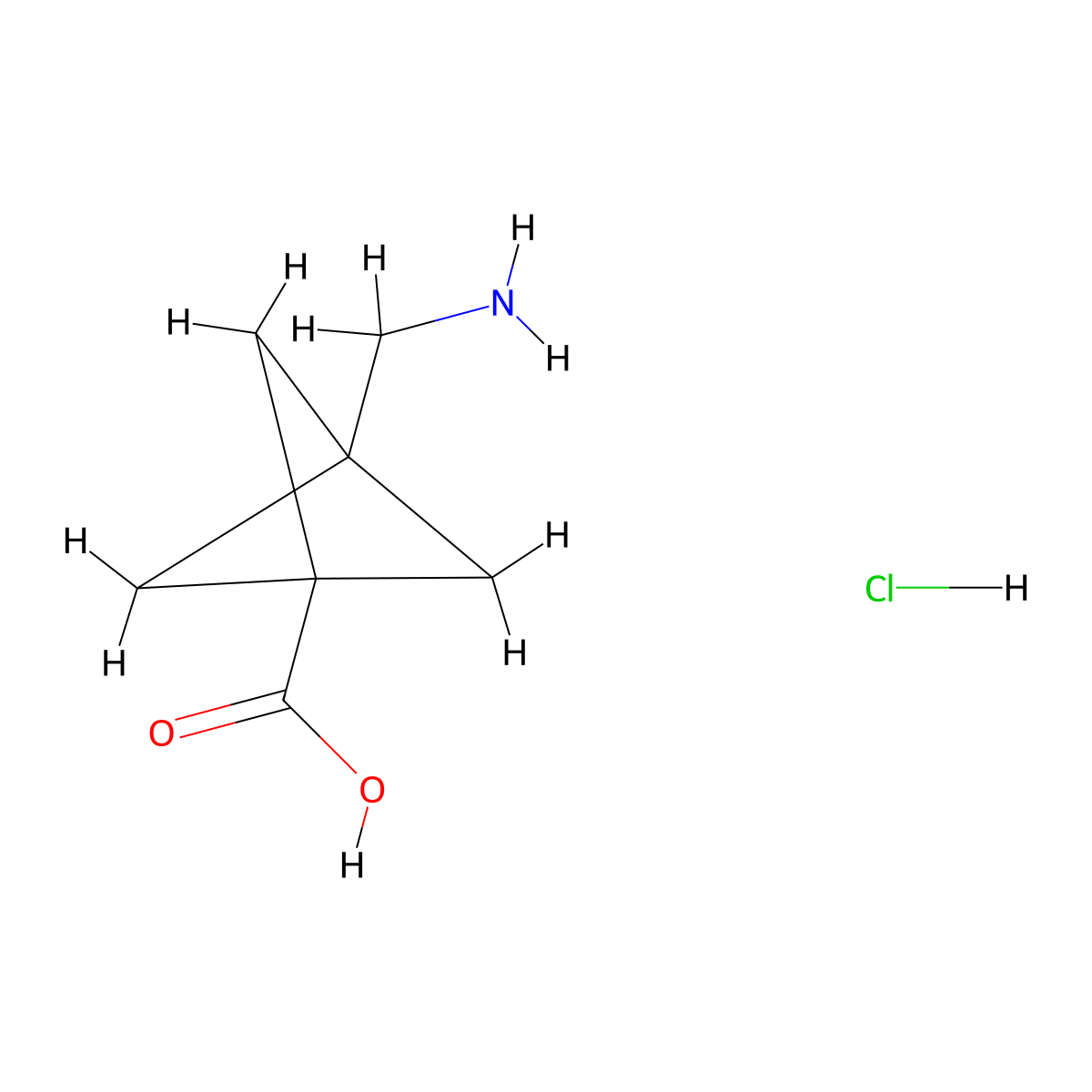 3-(Aminomethyl)bicyclo(1.1.1)pentane-1-carboxylic acid hydrochloride molecular structure, CAS 2173991-78-9