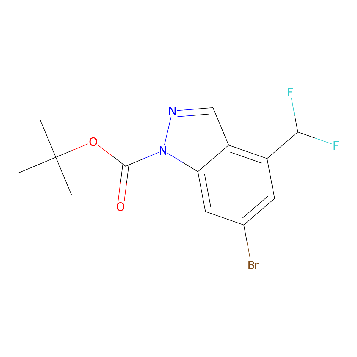 Tert-butyl 6-bromo-4-(difluoromethyl)-1h-indazole-1-carboxylate molecular structure, CAS 2173991-81-4