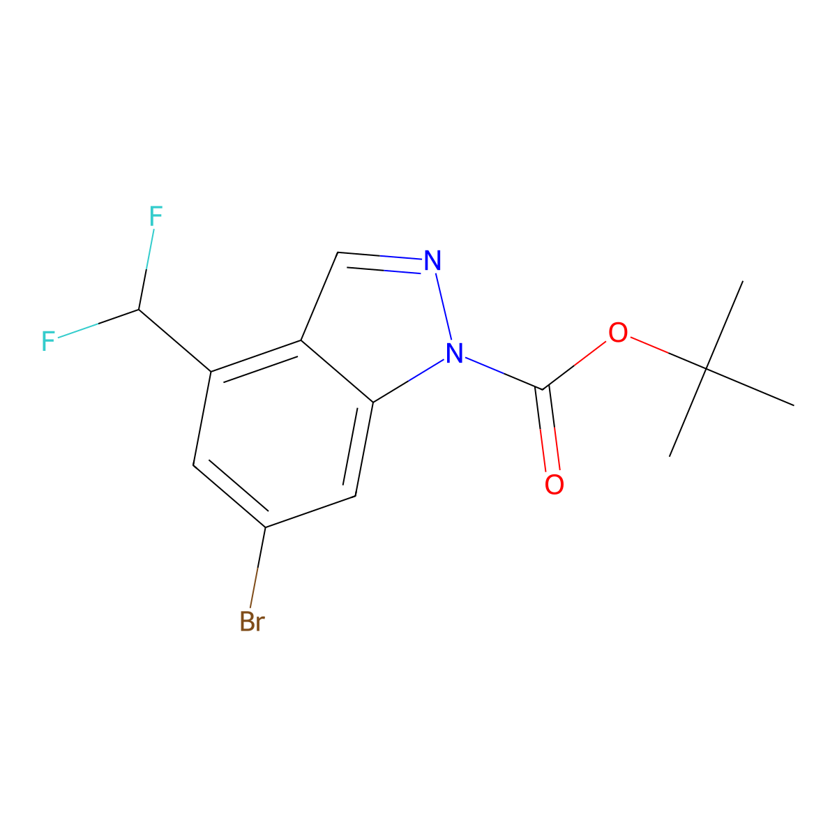 Tert-butyl 6-bromo-4-(difluoromethyl)-1h-indazole-1-carboxylate molecular structure, CAS 2173991-81-4