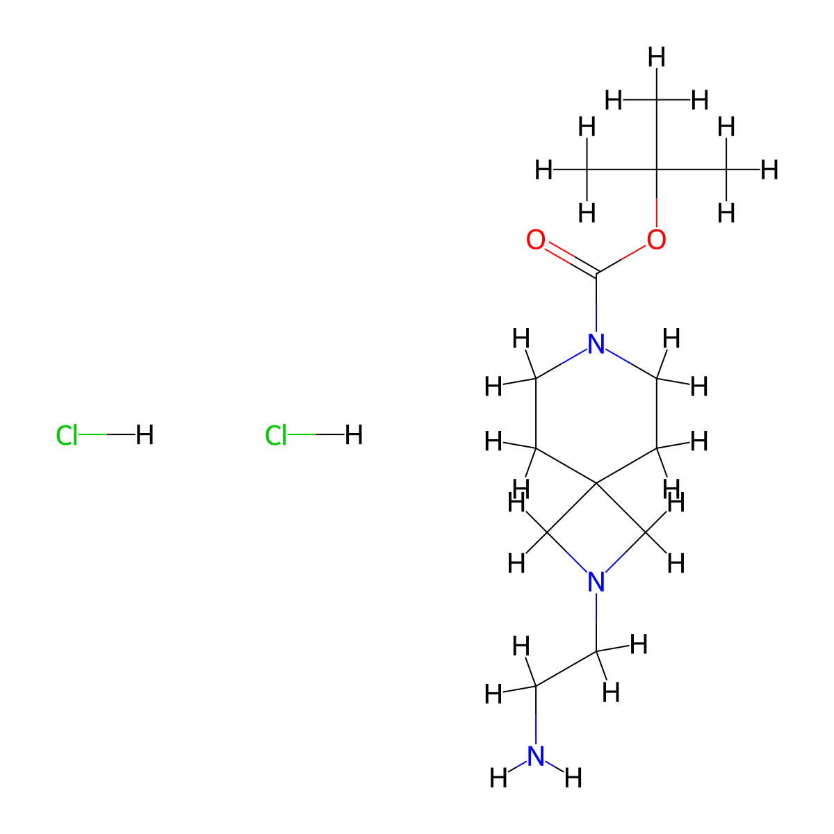 Tert-butyl 2-(2-aminoethyl)-2,7-diazaspiro[3.5]nonane-7-carboxylate dihydrochloride molecular structure, CAS 2173991-85-8