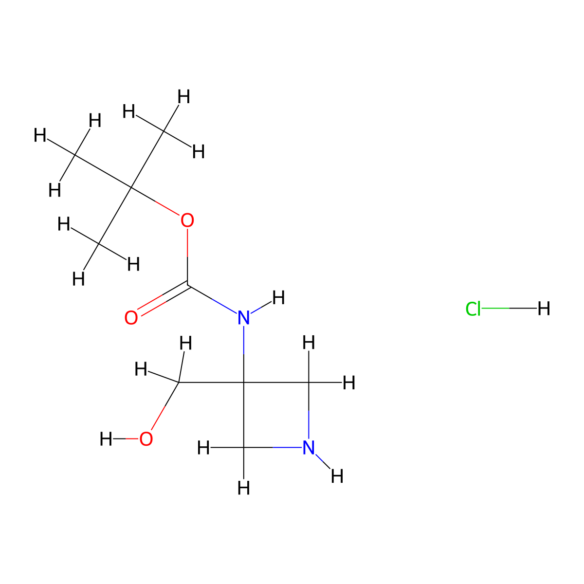 tert-butyl N-[3-(hydroxymethyl)azetidin-3-yl]carbamate hydrochloride molecular structure, CAS 2173991-87-0