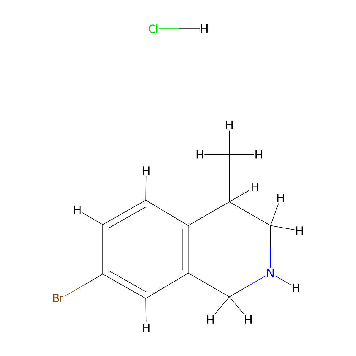 7-Bromo-4-methyl-1,2,3,4-tetrahydroisoquinoline hydrochloride molecular structure, CAS 2173991-93-8