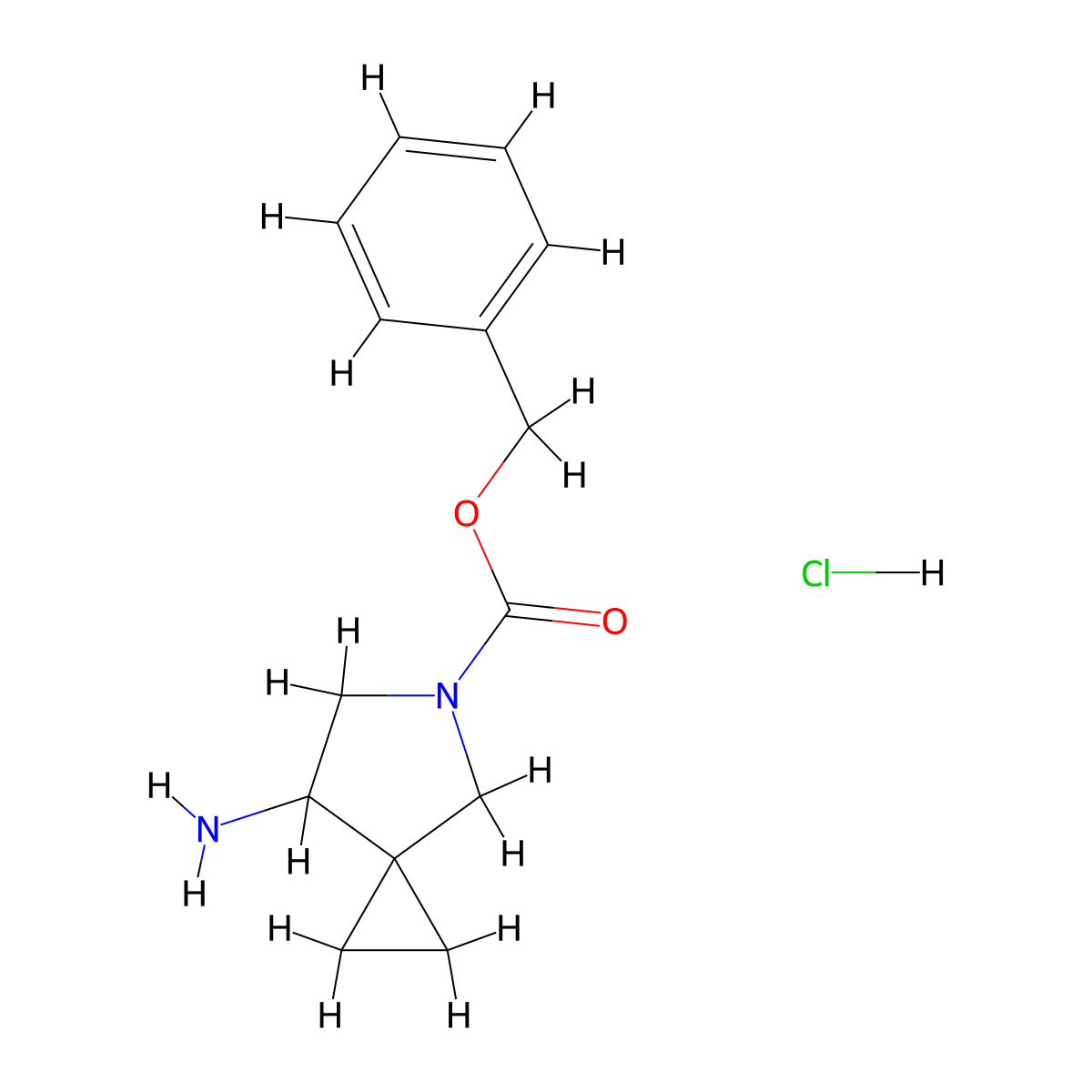 Benzyl 7-amino-5-azaspiro[2.4]heptane-5-carboxylate hydrochloride molecular structure, CAS 2173991-94-9