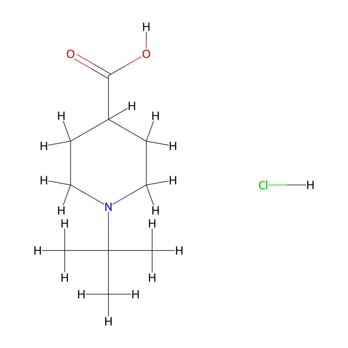 1-Tert-butylpiperidine-4-carboxylic acid hydrochloride molecular structure, CAS 2173991-95-0