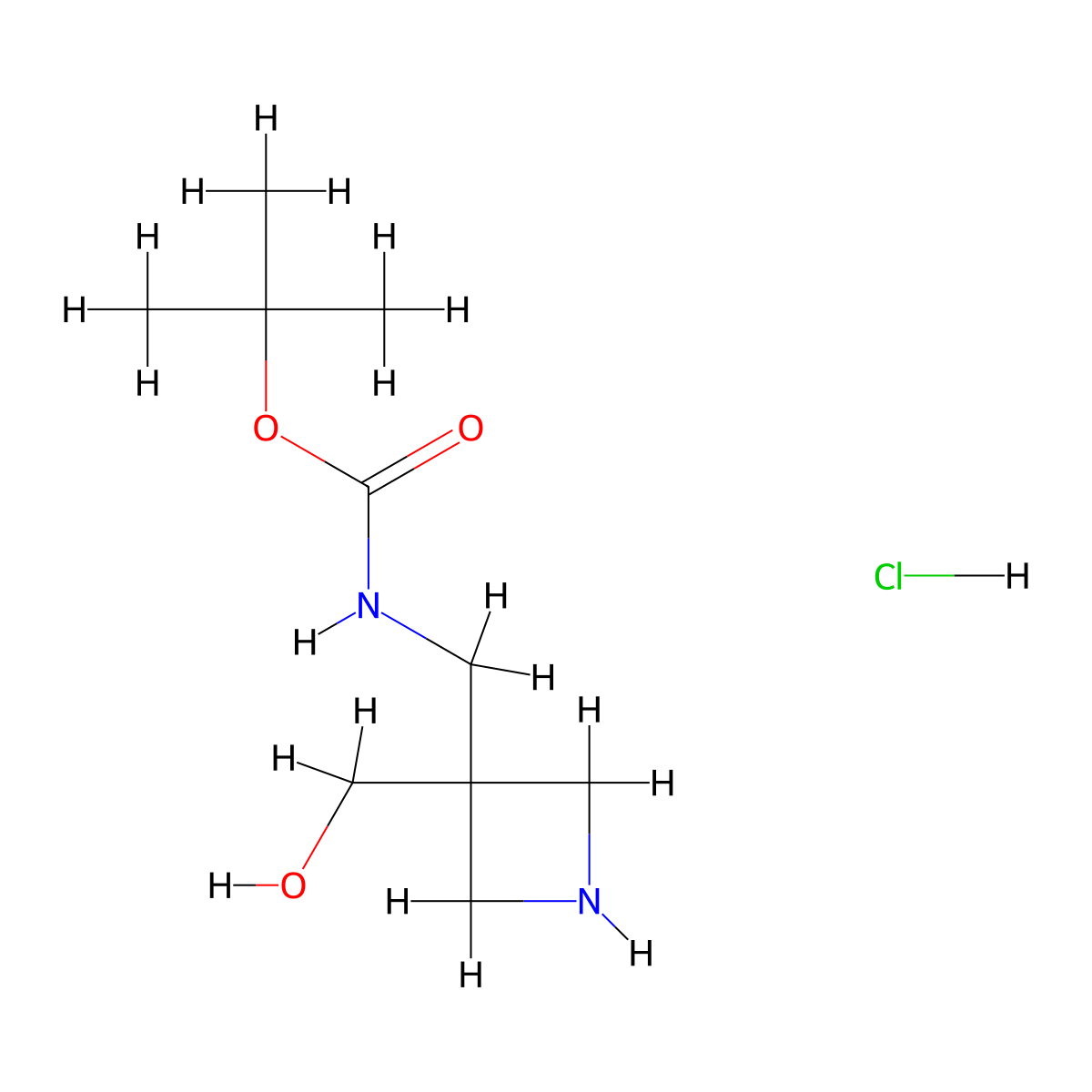 tert-butyl N-{[3-(hydroxymethyl)azetidin-3-yl]methyl}carbamate hydrochloride molecular structure, CAS 2173991-96-1